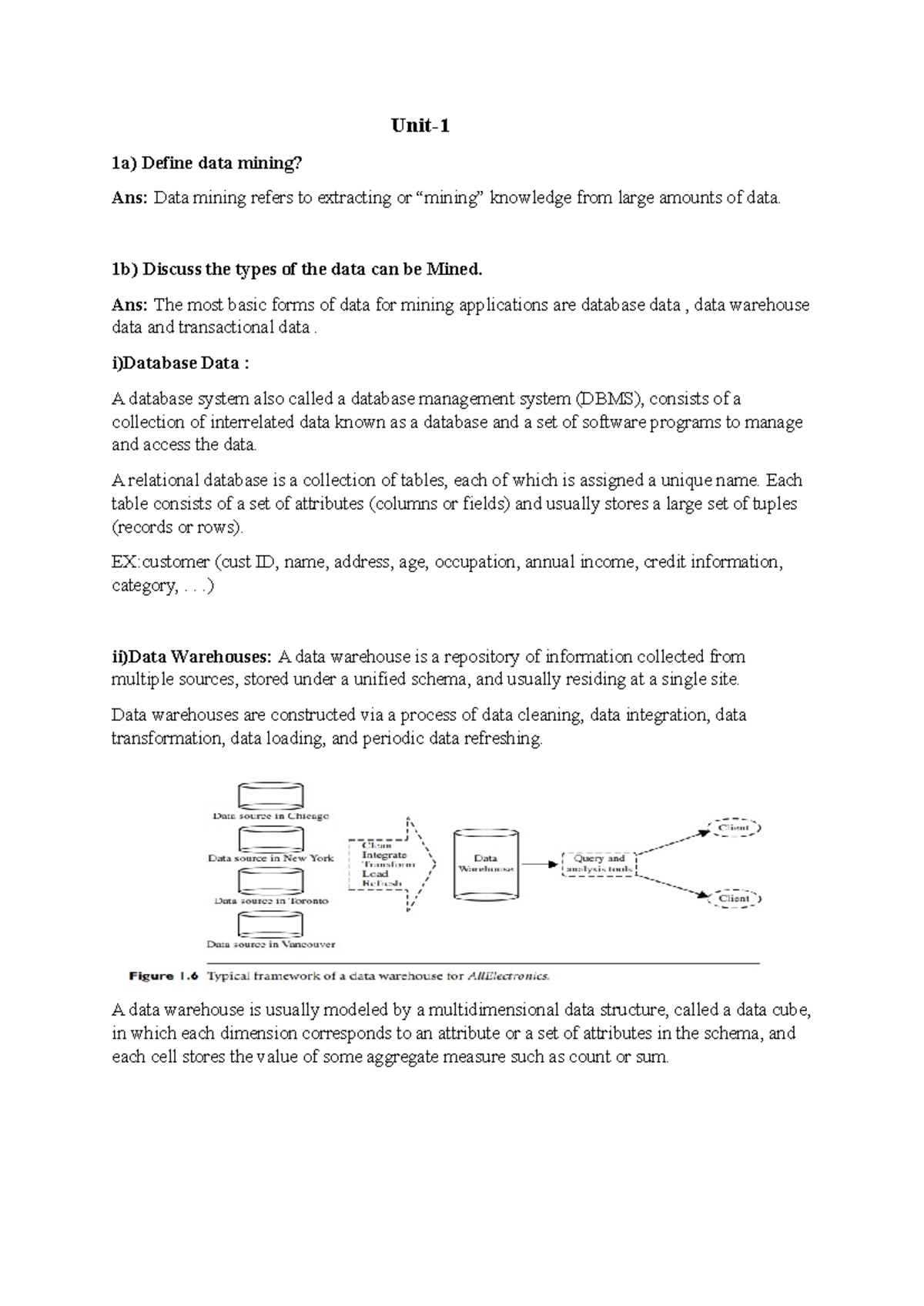 Data Mining (DM) Unit 1: Key Concepts Q&A - Studocu