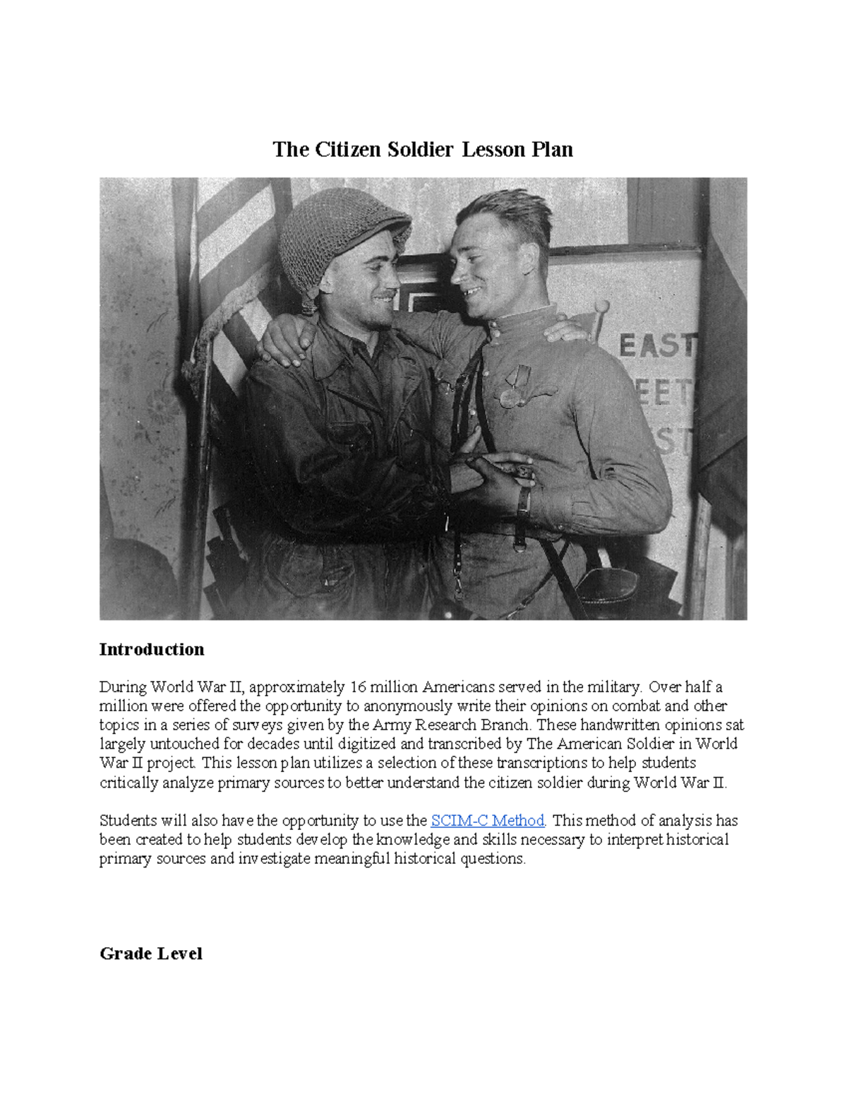 Citizen Soldier Lesson Plan - The Citizen Soldier Lesson Plan ...