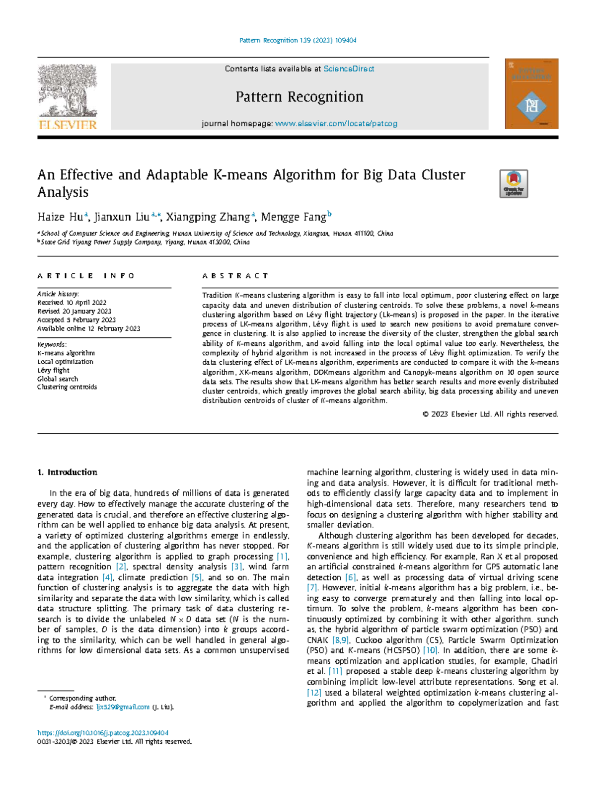 An Effective and Adaptable K-means Algorithm for Big Data Clustering ...