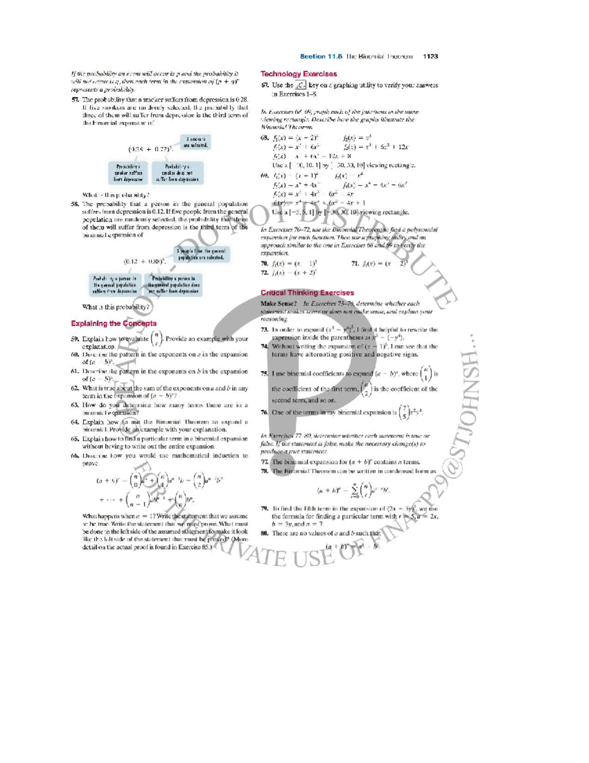 Comprehensive Analysis of Binomial Theorem Concepts - MATH 1123 - Studocu