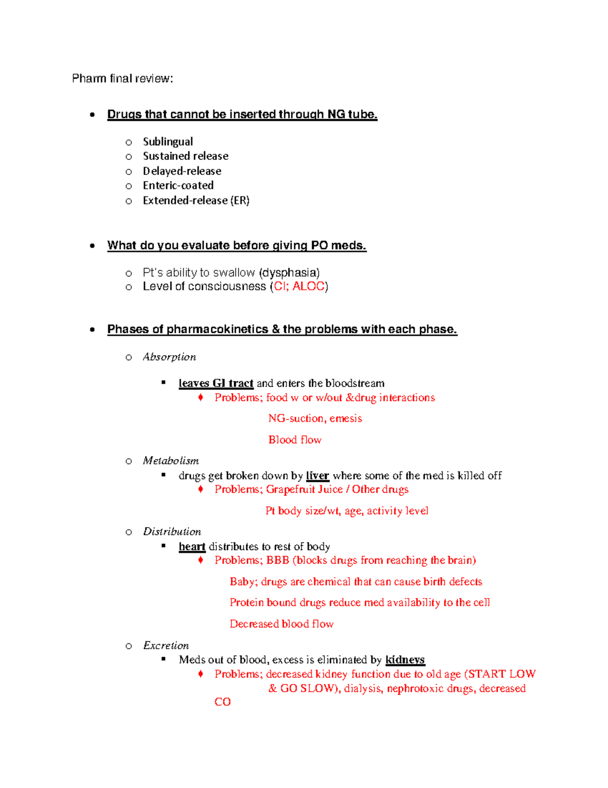 Pharm 101 Final Study Guide: Comprehensive Review Notes - Studocu