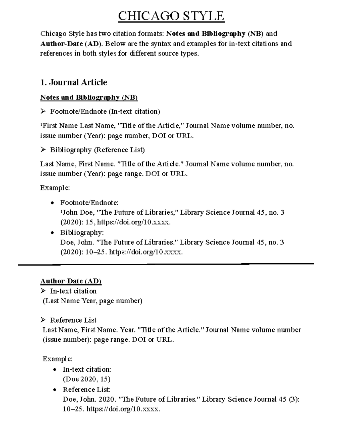 Chicago Style Citation Guide - Notes & Bibliography (NB) vs Author-Date ...