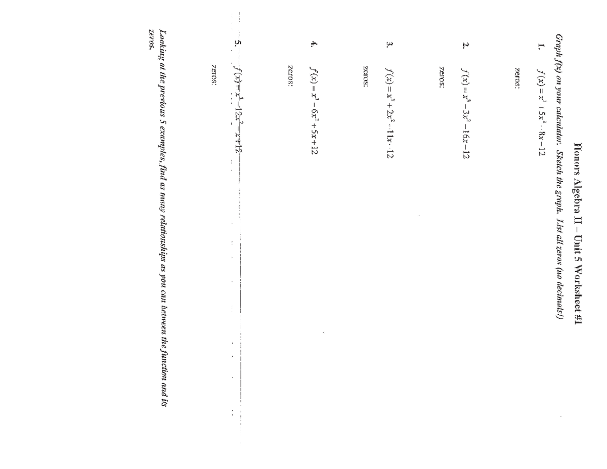 Unit+5+Supplemental+Wksht+HW+Packet - Honors Algebra II Unit 5 ...