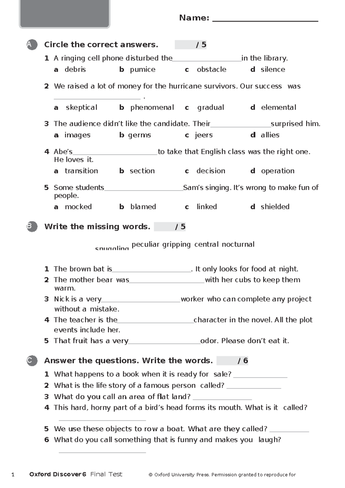 Oxford Discover 6 - Final Test Preparation Guide - Studocu