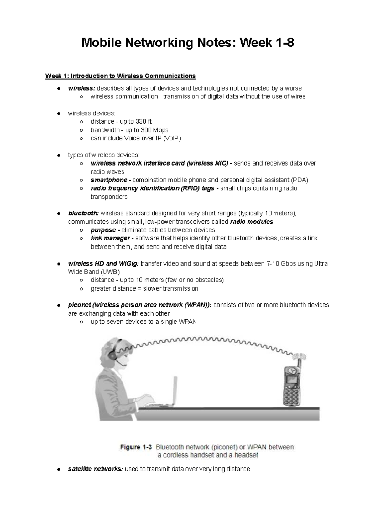 Mobile Networking Wk1-8 Notes: Introduction to Wireless Communications ...