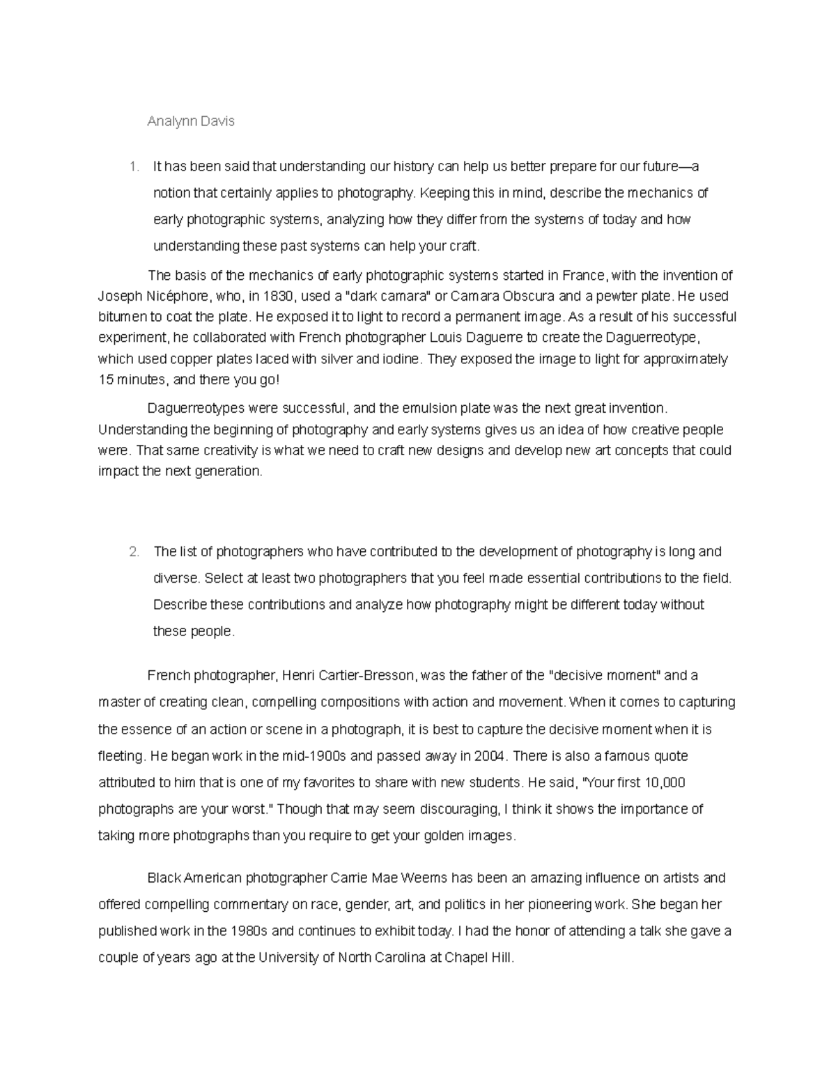 Digital Photography Critical Thinking Questions (PHO 201) - Studocu