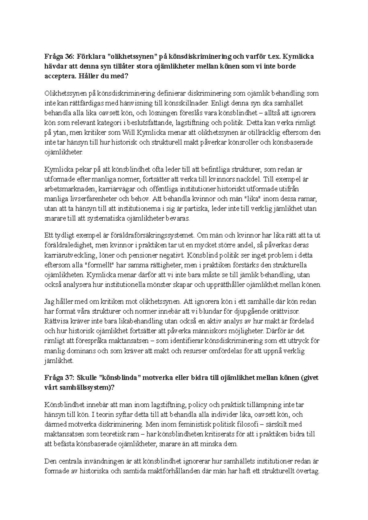 Könsdiskriminering och Maktansatsen: En Analys av Kymlickas Kritik ...