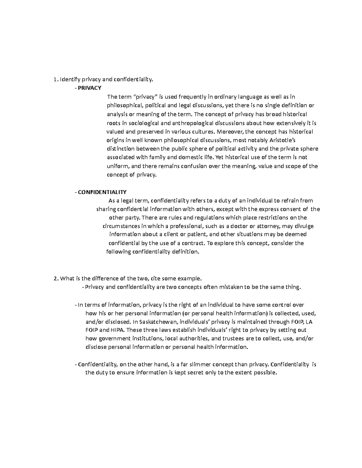 Privacy vs. Confidentiality: Key Concepts Explained - Studocu