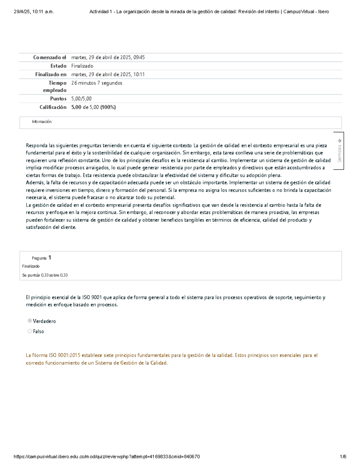 Actividad 1: La Gestión de Calidad según ISO 9001 - Revisión del ...