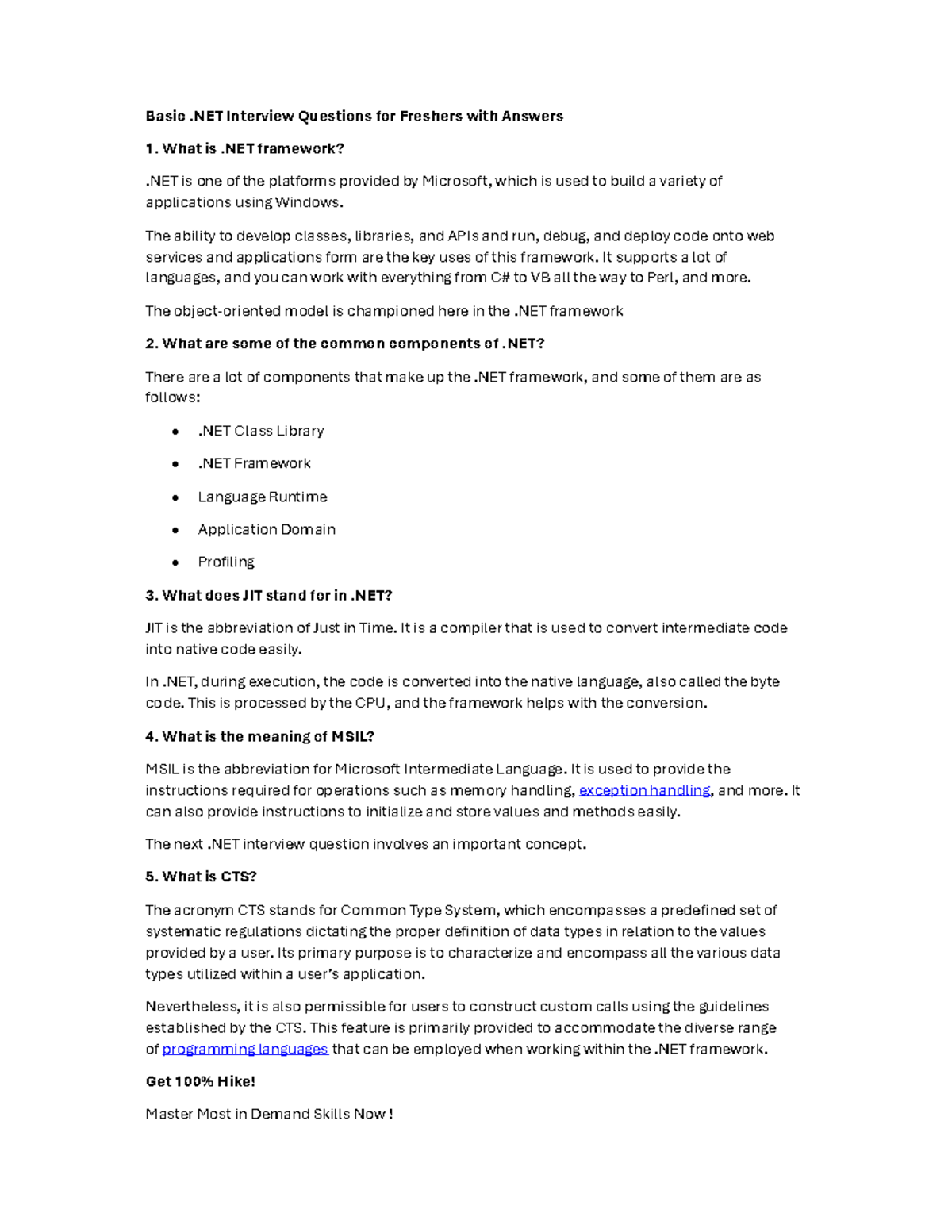 Che AT - ...... - Basic .NET Interview Questions for Freshers with ...