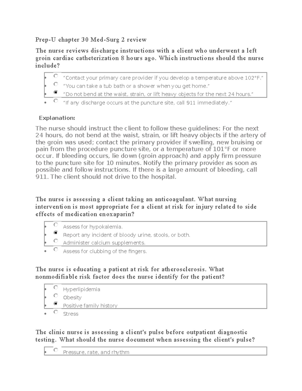 Med-Surg 2 Final Exam Prep-U Chapter 30 Review Notes - Studocu