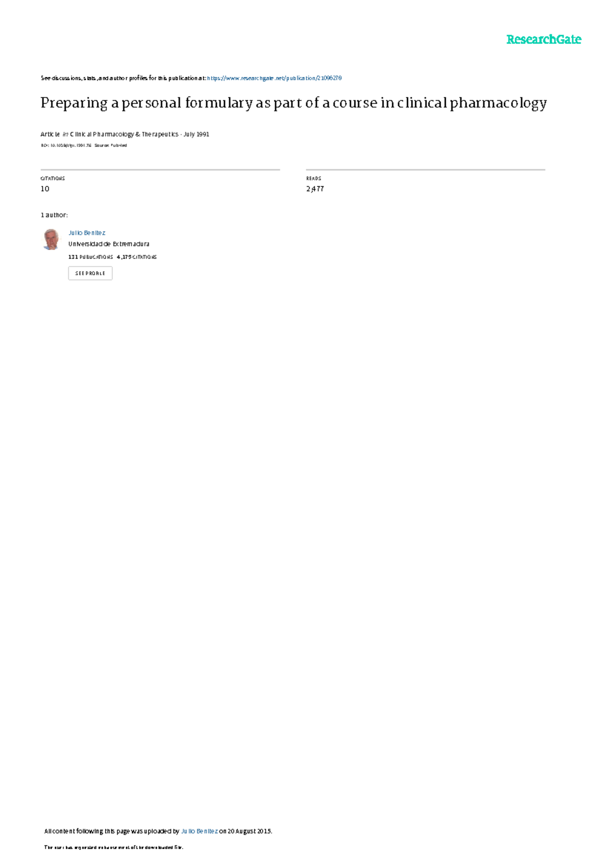 Preparing a personal formulary as part of a course - See discussions ...