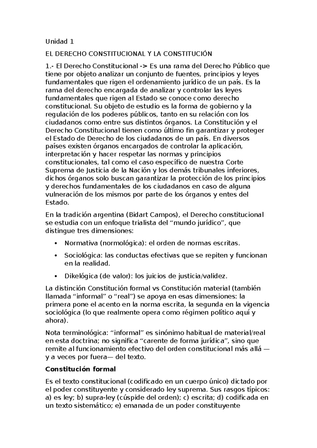 Unidad 1 - Derecho Constitucional y la Constitución - Studocu