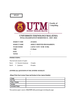 Object Oriented Programming (OOP JAVA) Mid Term Question Summer 2021 ...