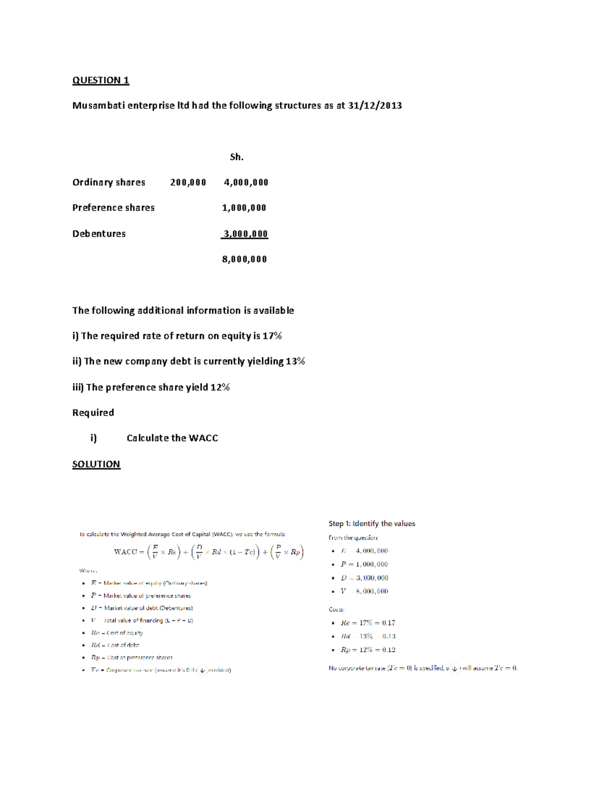 FINA 213 Examples PDF - Principles of Finance WACC & NPV Calculations ...