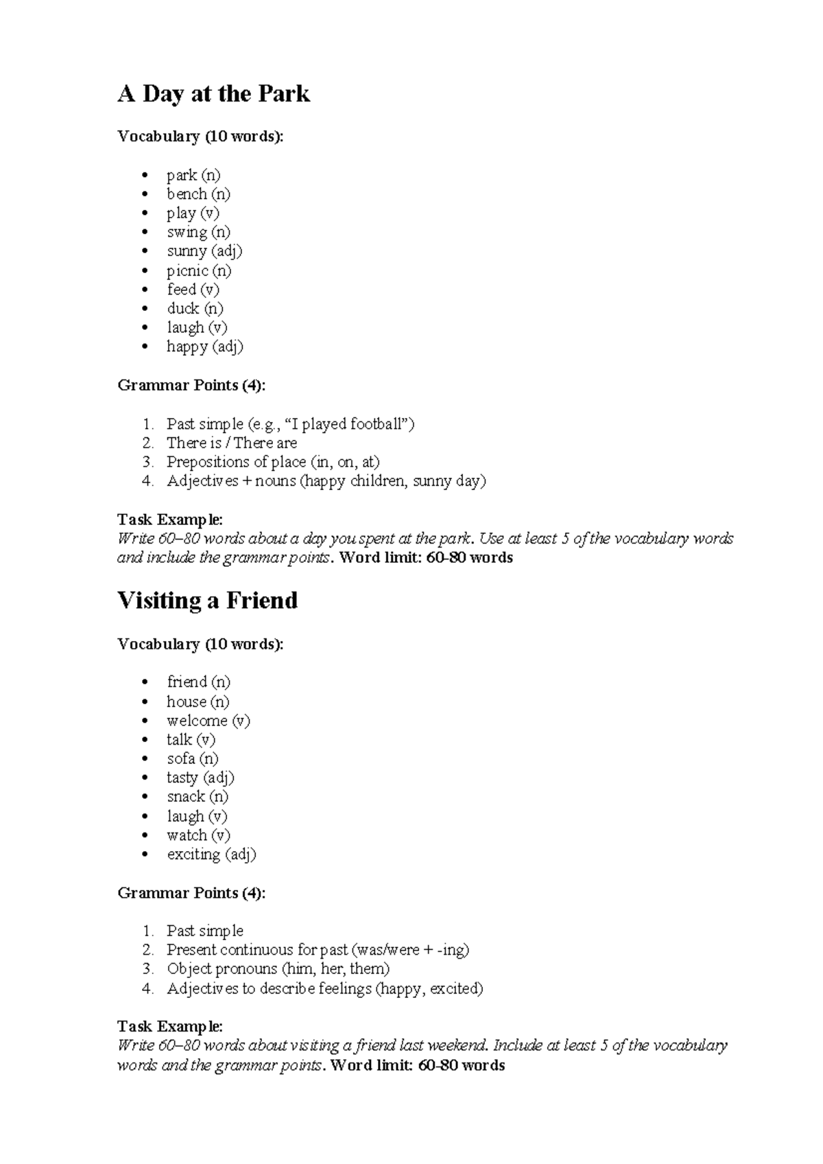 Pre-Intermediate Writing Practice: Vocabulary & Grammar Tasks - Studocu