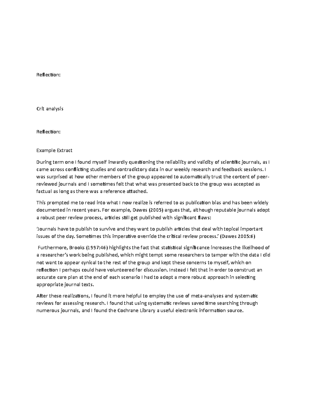 useless notes please dont open - Reflection: Crit analysis Reflection ...