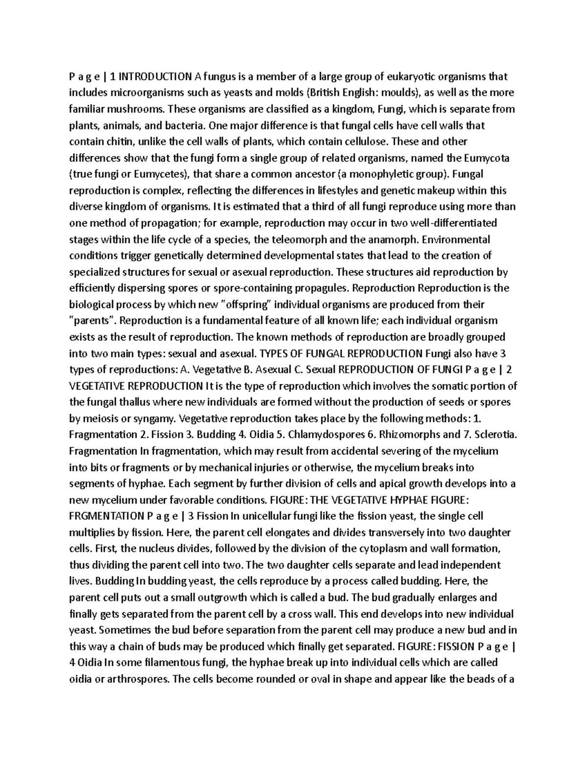 Biology 101: Comprehensive Study on Fungal and Algal Reproduction - Studocu
