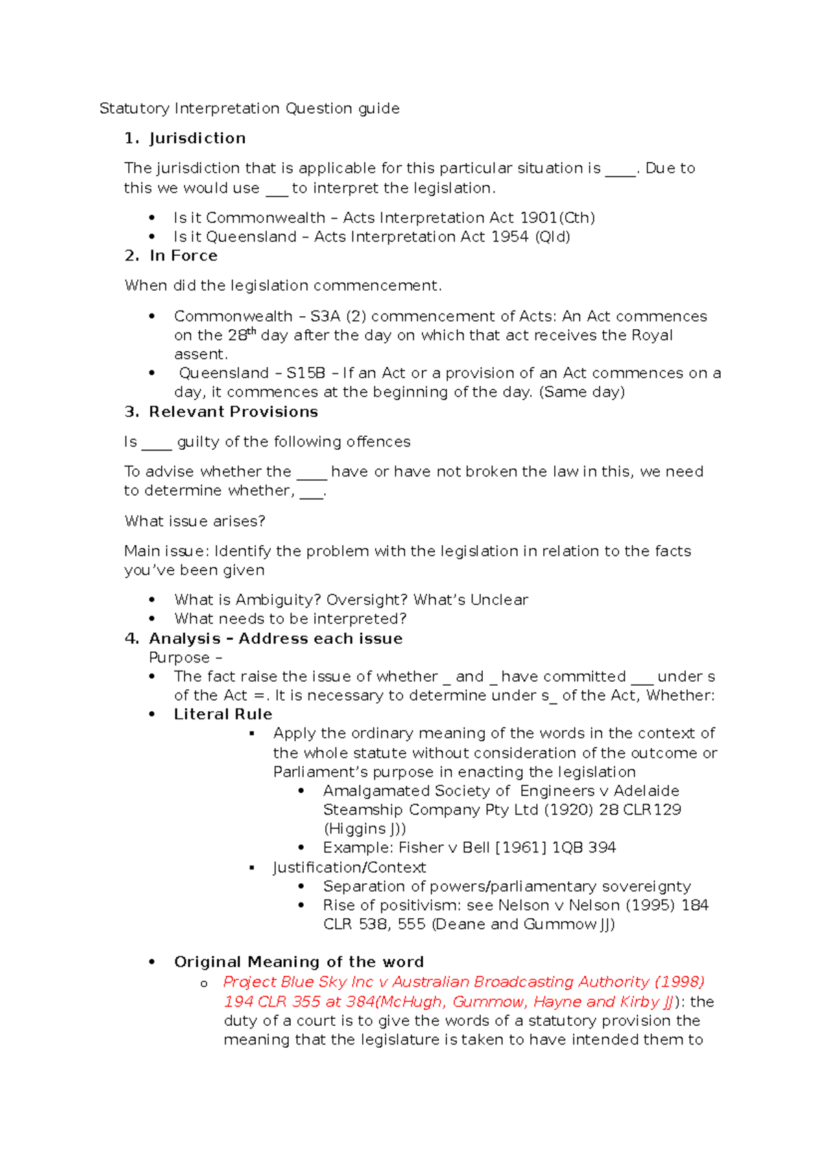 Statutory Interpretation Guide: Jurisdiction & Legal Principles - Studocu
