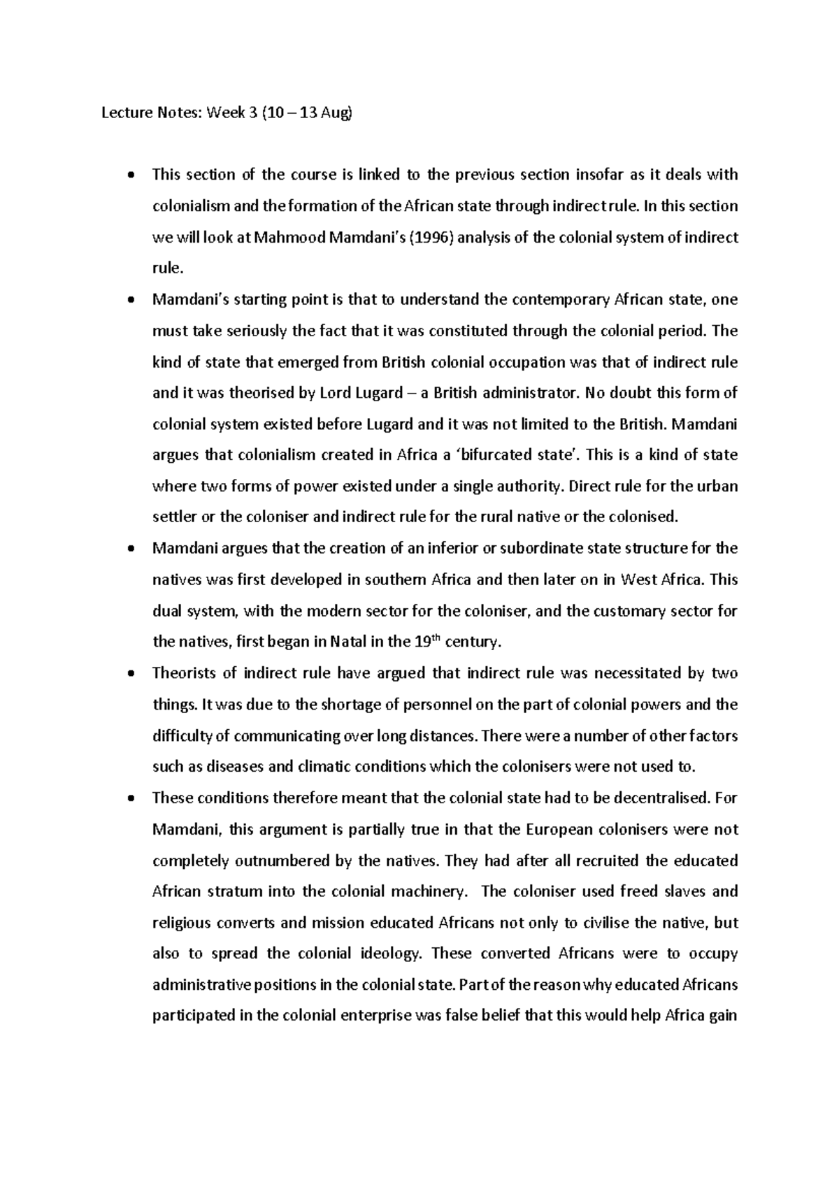 Lecture Notes 3 - Lecture Notes: Week 3 (10 – 13 Aug) This section of ...