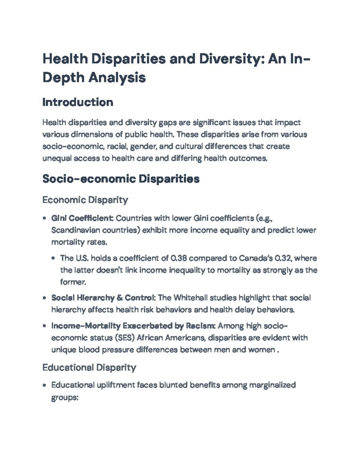 Health Disparities and Diversity: In-Depth Analysis of Social ...