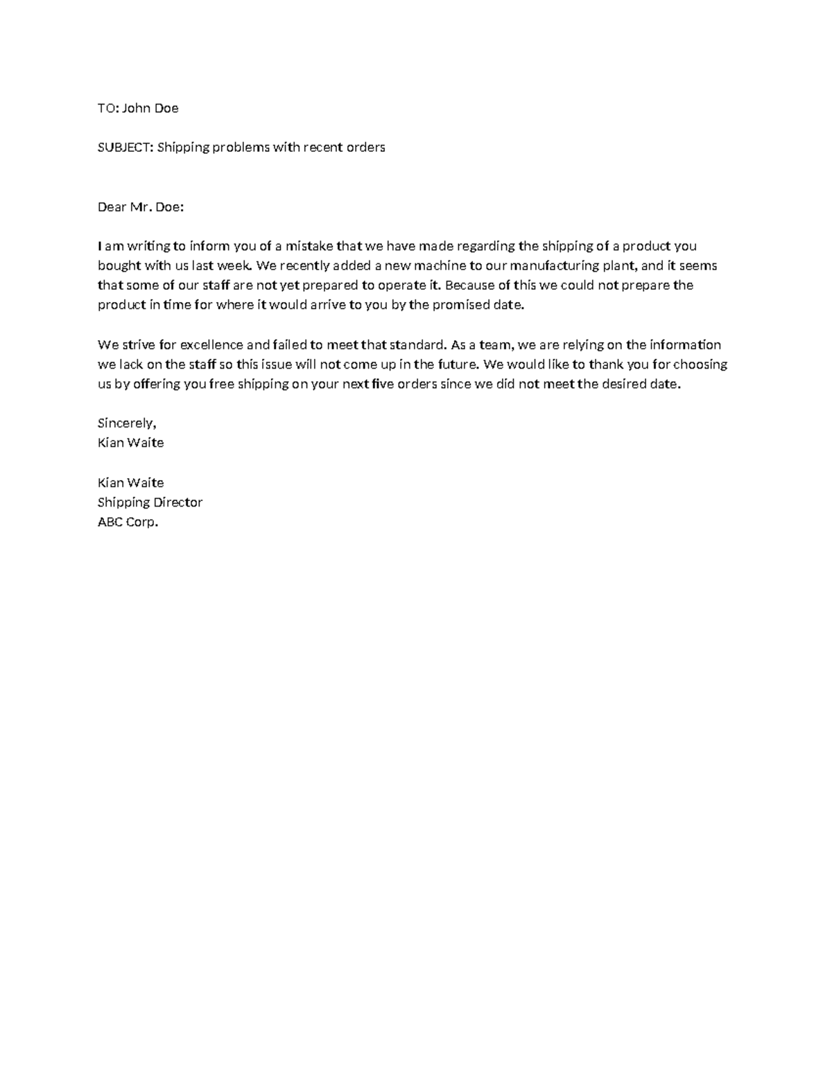 Shipping Issues Notification - Email Template - Studocu