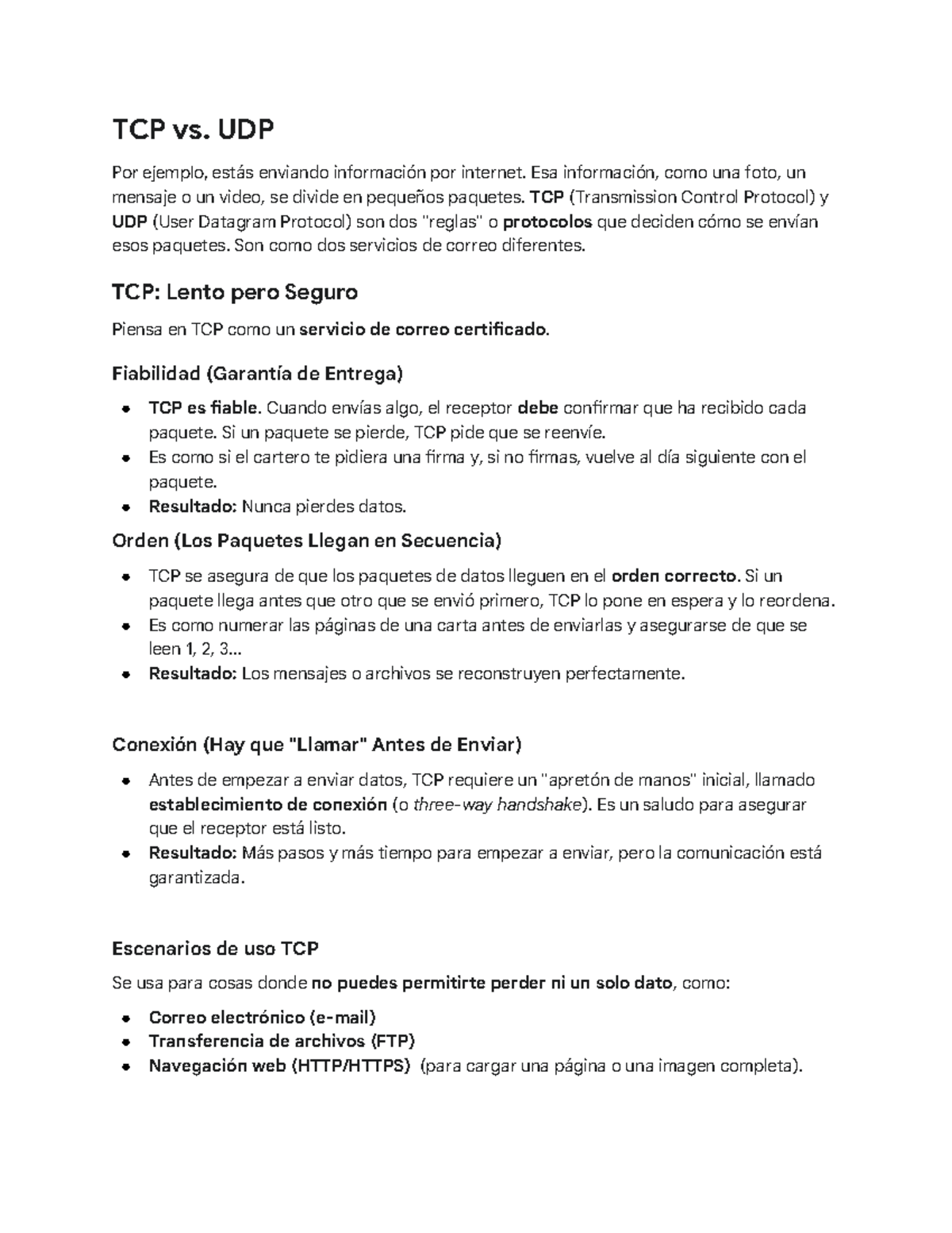 TCP vs. UDP: Comparación de Protocolos de Comunicación - Studocu