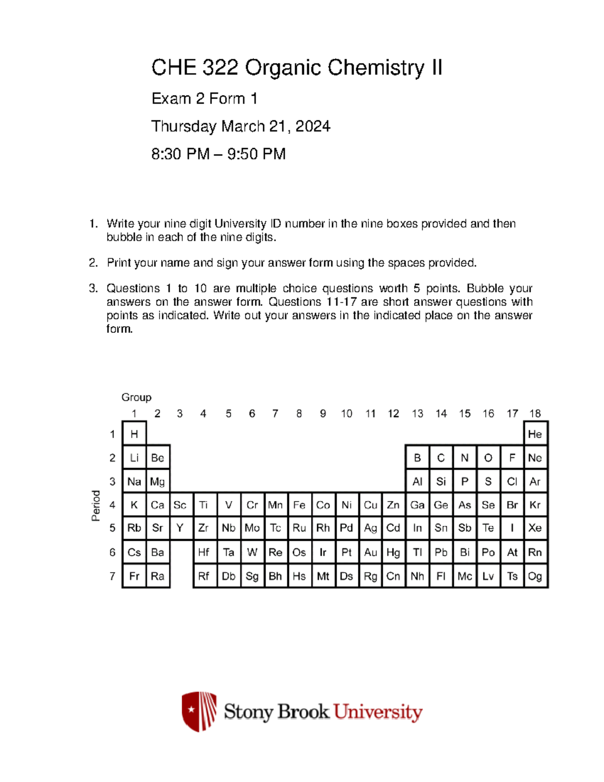 CHE 322 Organic Chemistry II Exam 2 Study Guide Spring 2024 - Studocu