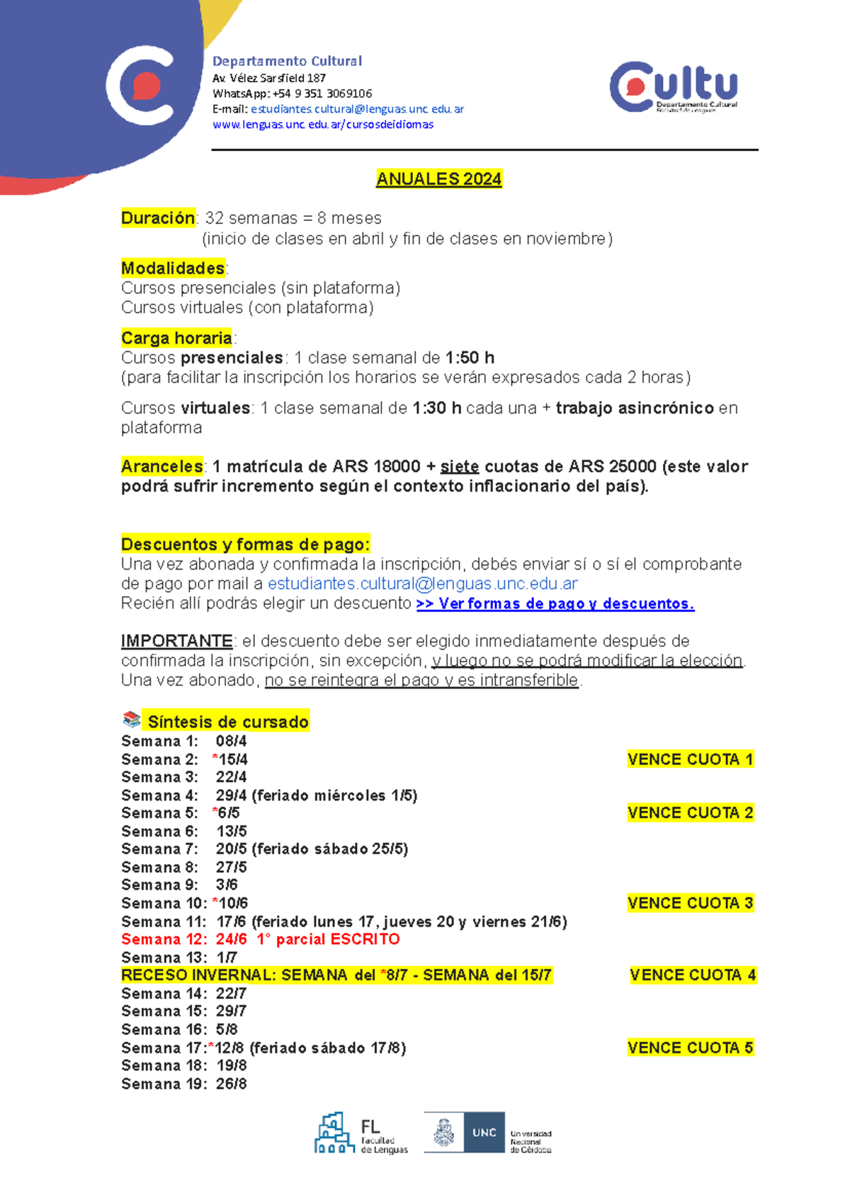 Síntesis DE Cursado - Anuales 2024 - Av. Vélez Sarsfield 187 WhatsApp ...