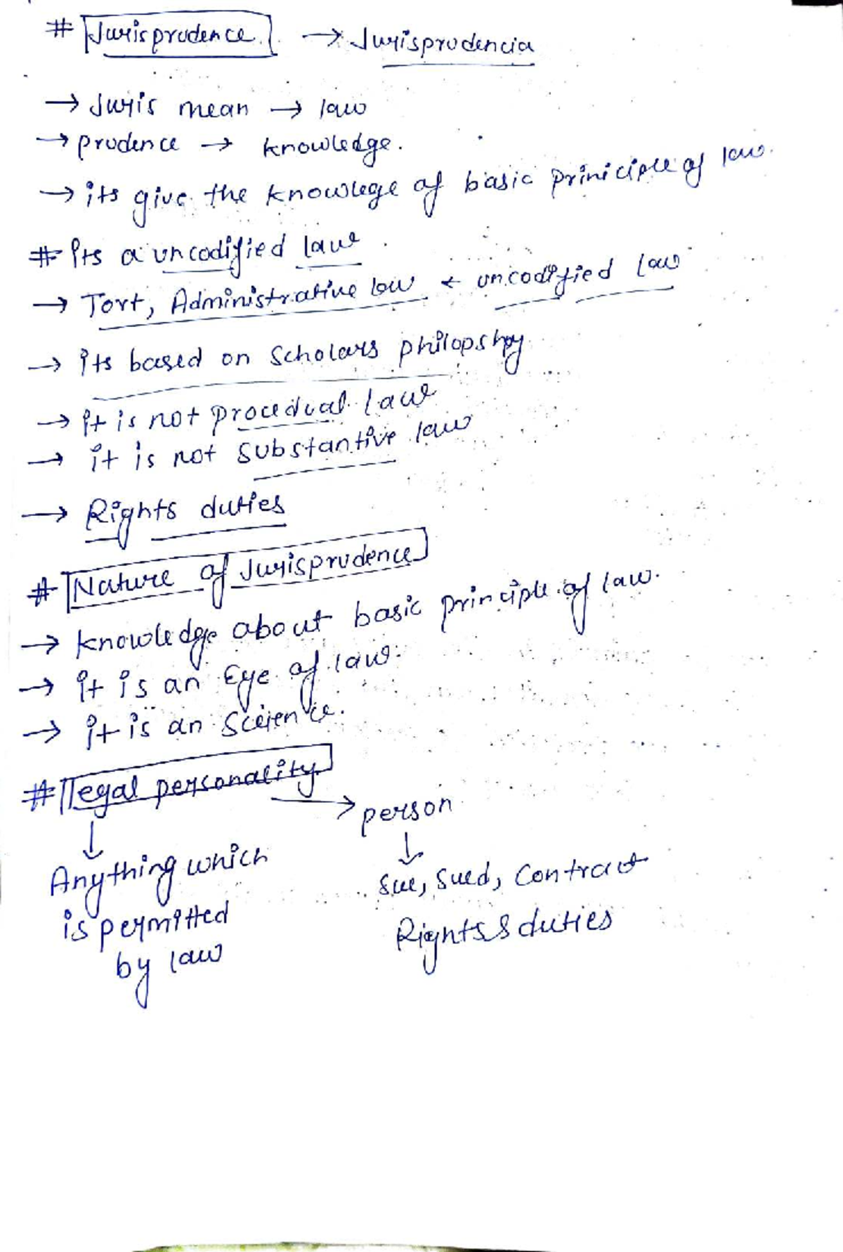 Jurisprudence Notes: Key Principles and Legal Concepts - Studocu