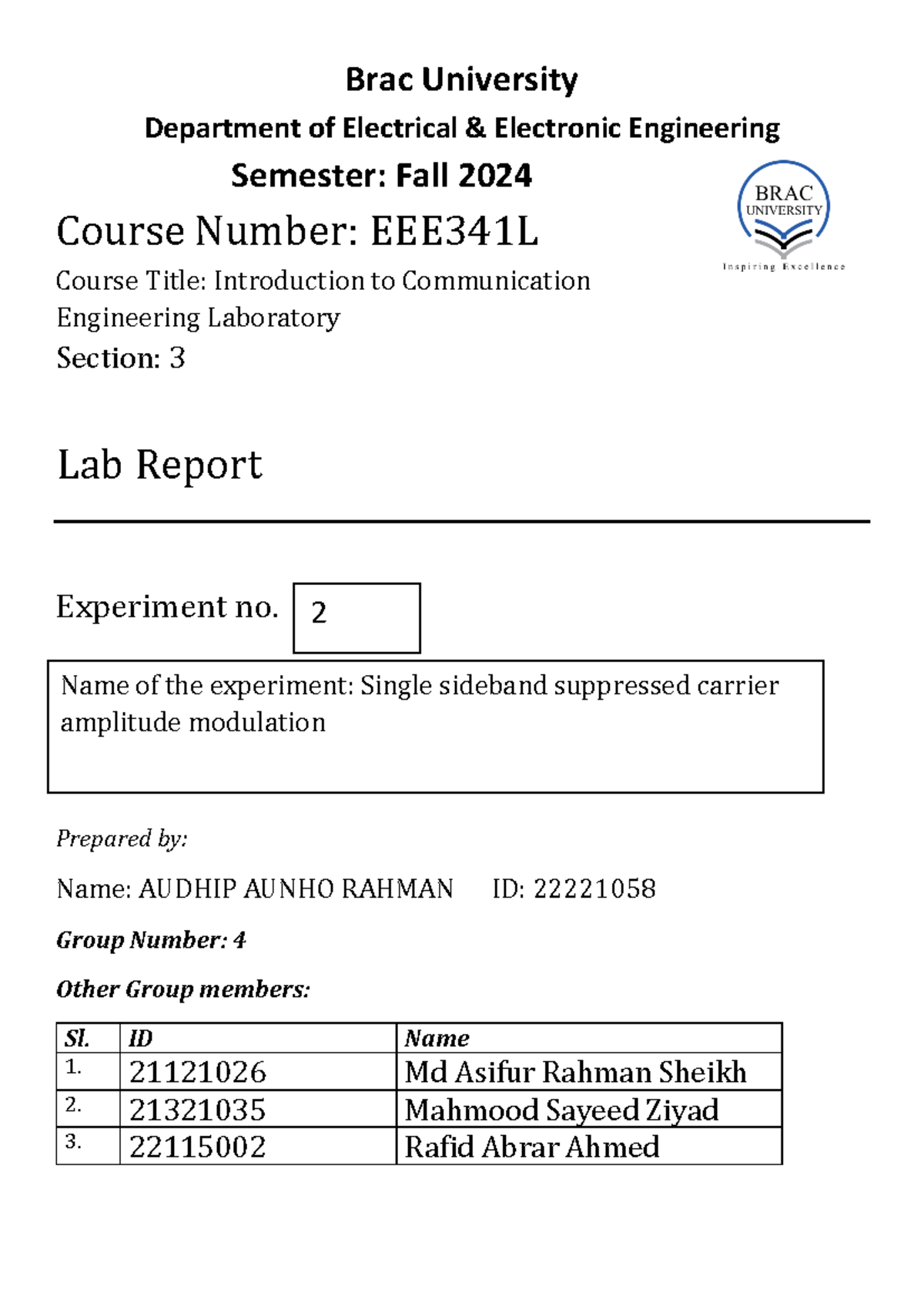EEE341 Sec3 Group 4 Experiment 2 Hardware Report - Brac University ...