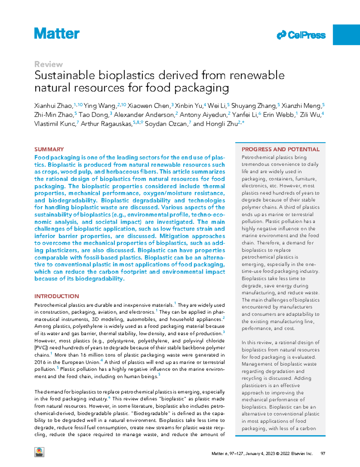 Sustainable Bioplastics for Food Packaging: A Comprehensive Review ...