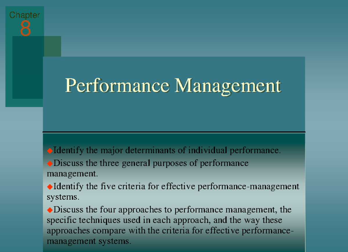 Topic 8: Performance Management - Key Determinants & Effective Systems ...