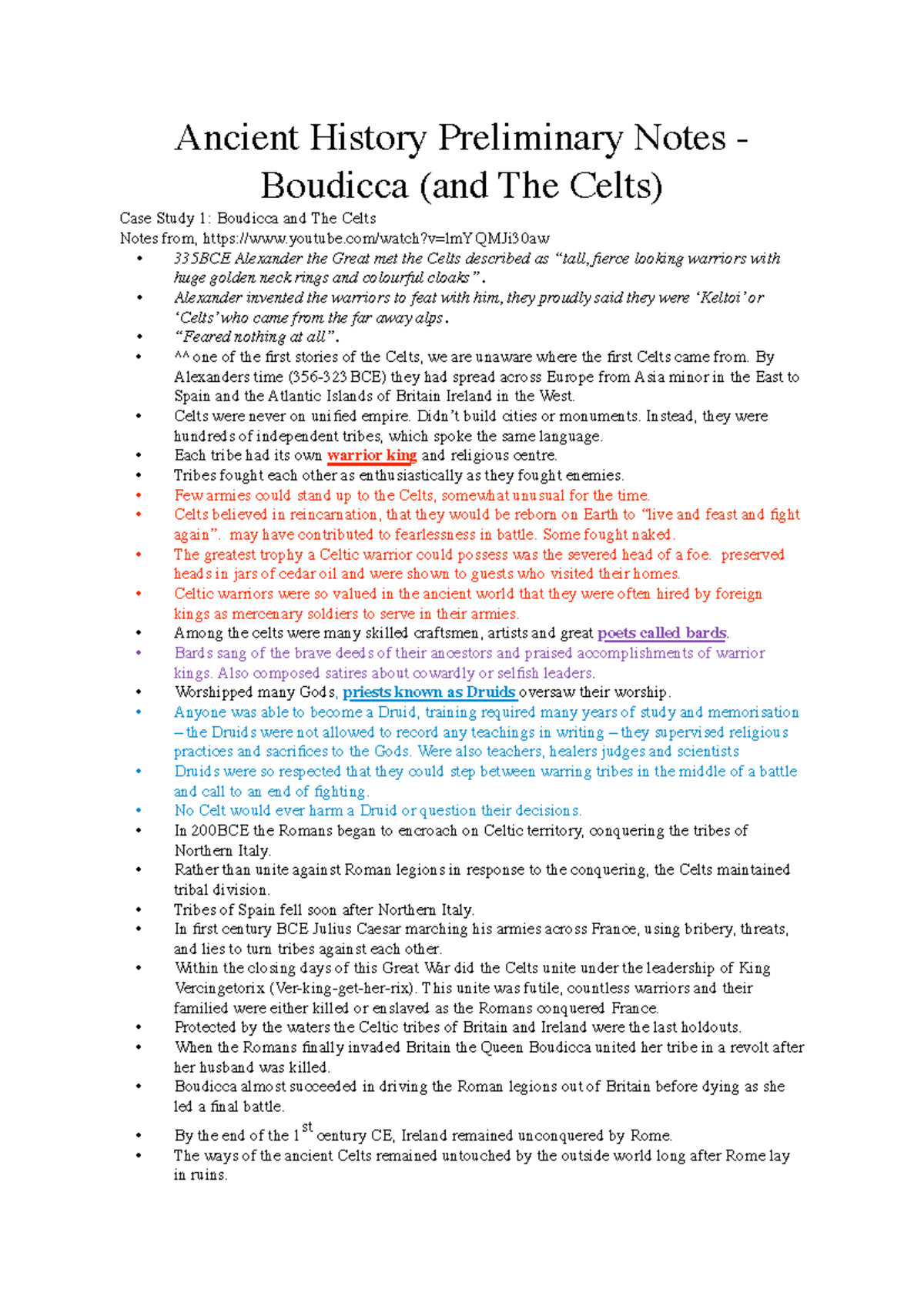 Ancient History Case Study: Boudicca and The Celts (Preliminary Notes ...