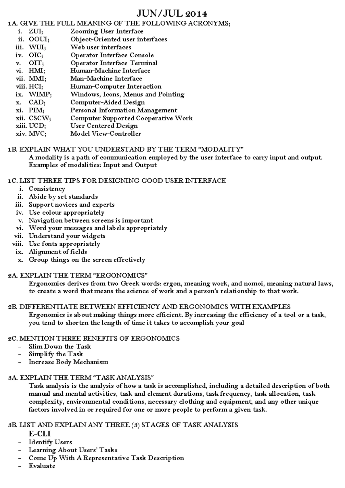 CIT811 Final Exam Solutions - Summary on User Interface Design - Studocu