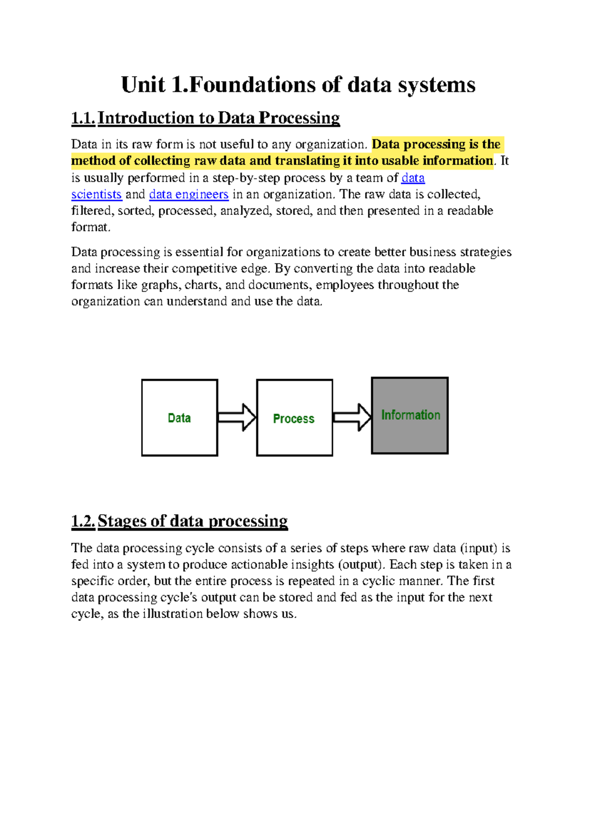 Unit 1: Foundations of Data Systems - Introduction to Data Processing ...