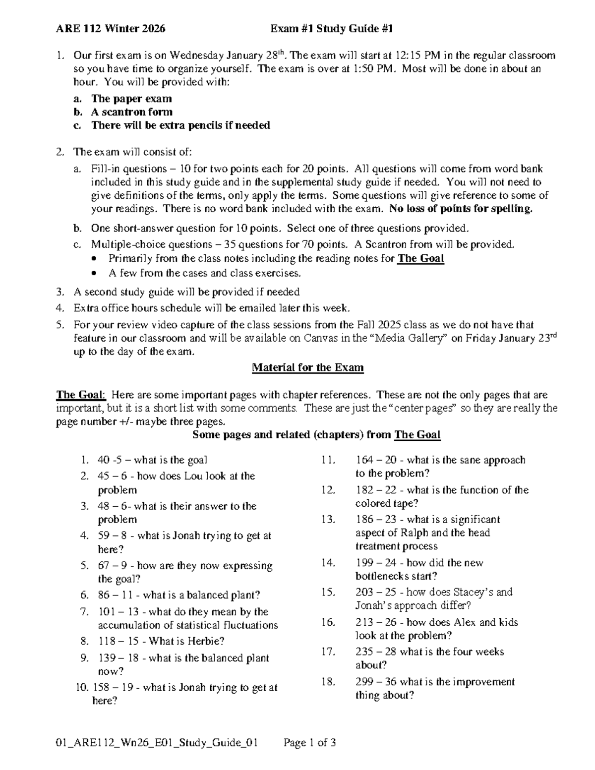 ARE 112 Winter 2026 Exam Study Guide: Key Concepts & Review - Studocu