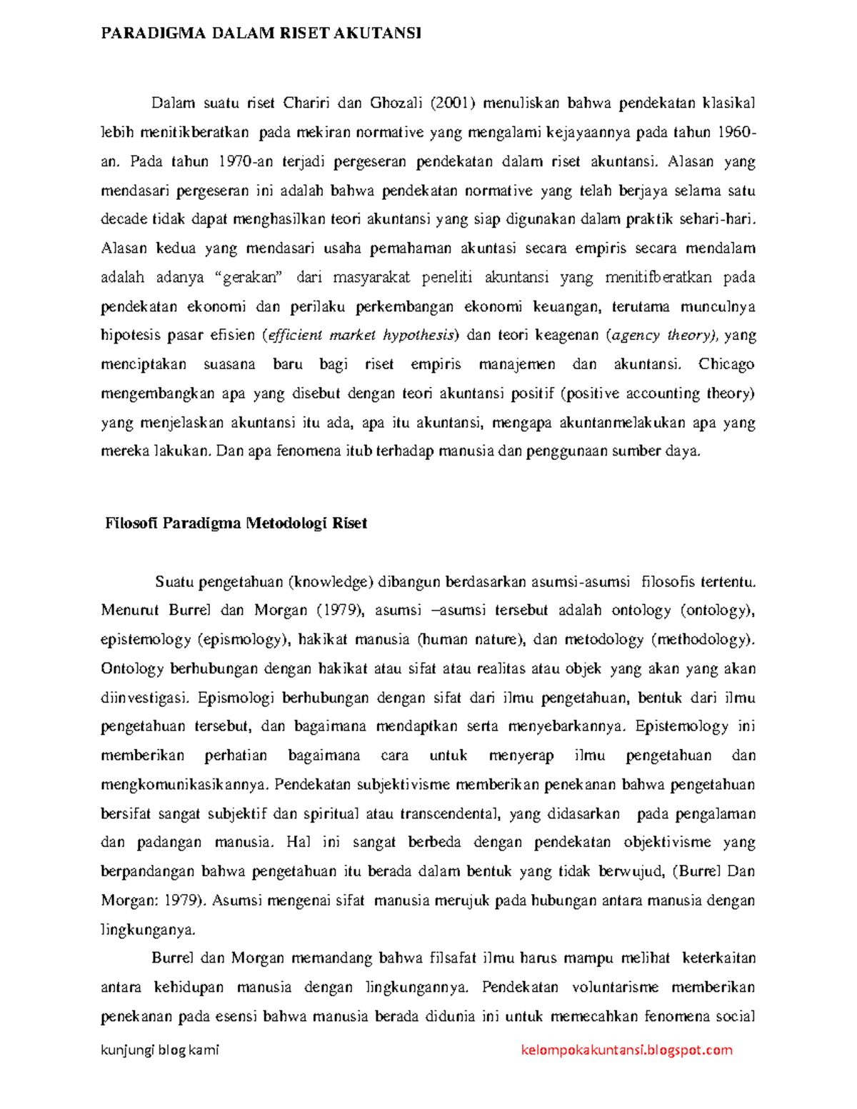 Paradigma Dalam Riset Akuntansi: Pendekatan dan Teori - Studocu