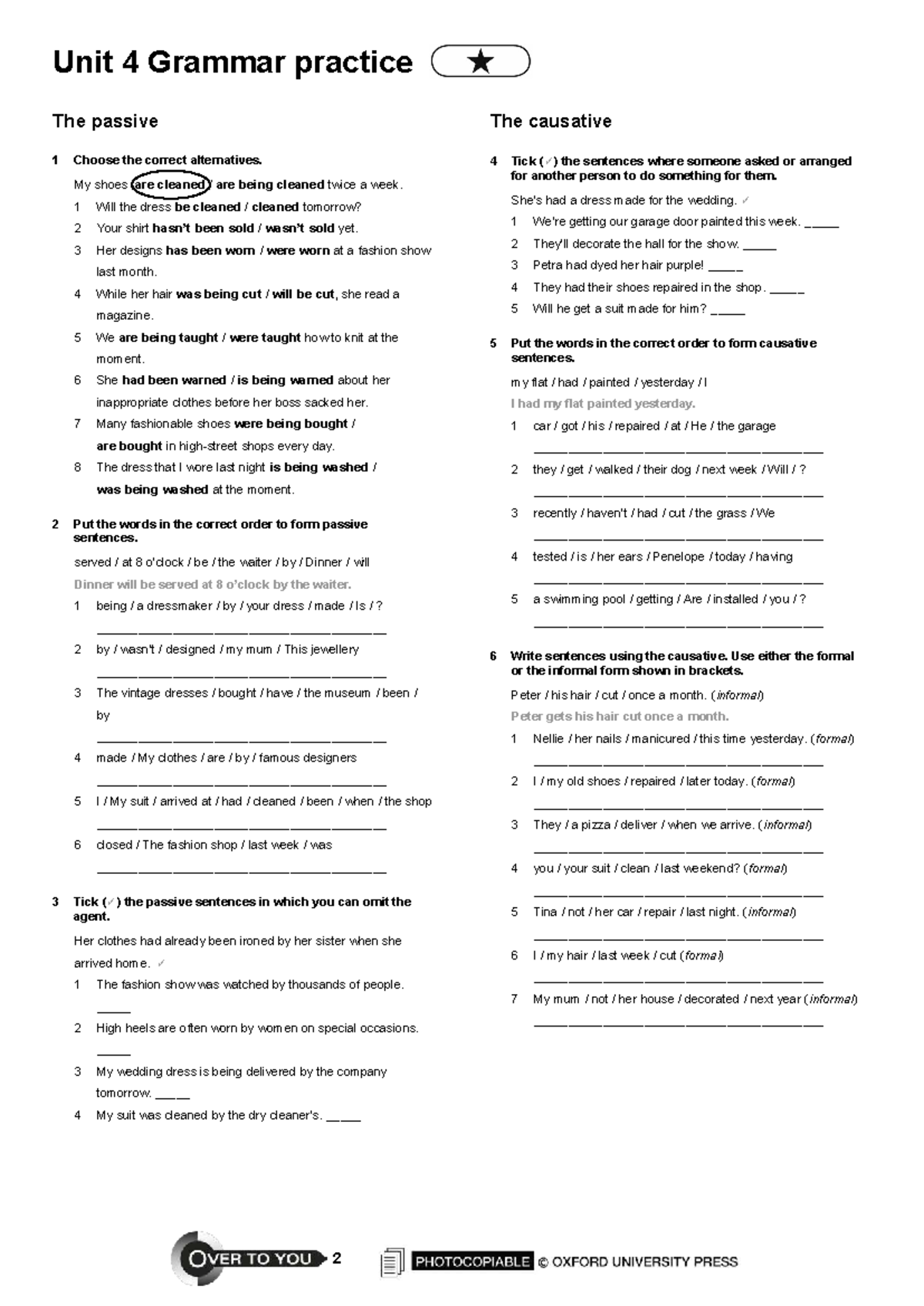 Unit 4 Grammar Practice: Passive & Causative Structures - Studocu