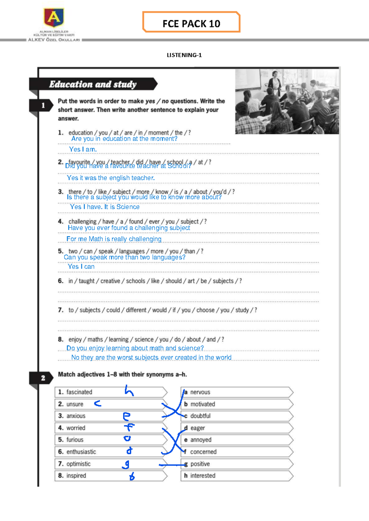 FCE PACK - for fce studiers - English professional - LISTENING- WRITING ...