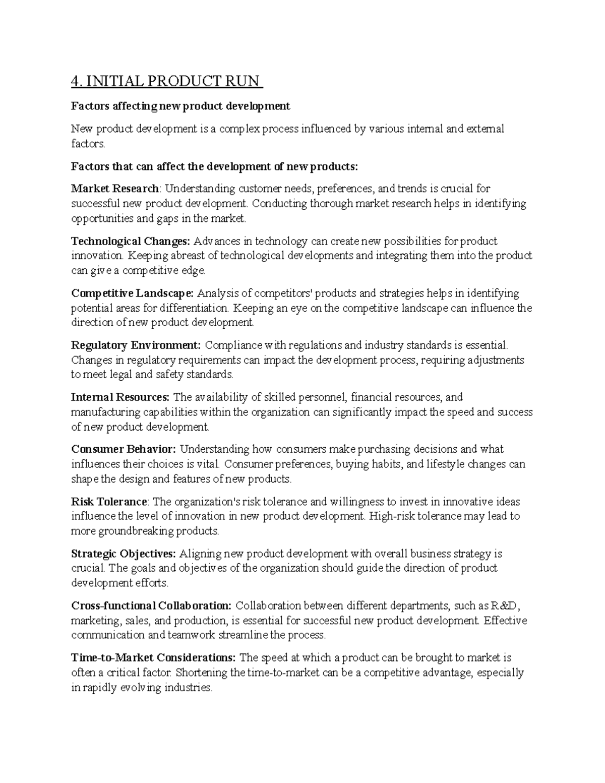 4. Initial Production RUN - 4. INITIAL PRODUCT RUN Factors affecting ...