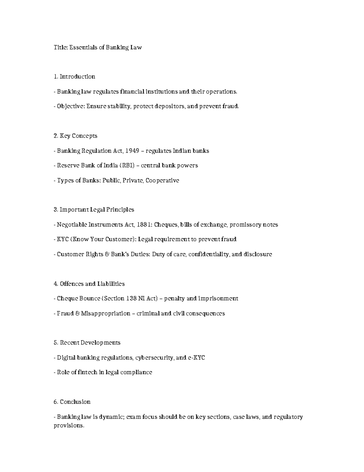 Banking Law Practice - Summary of Key Concepts and Regulations - Studocu