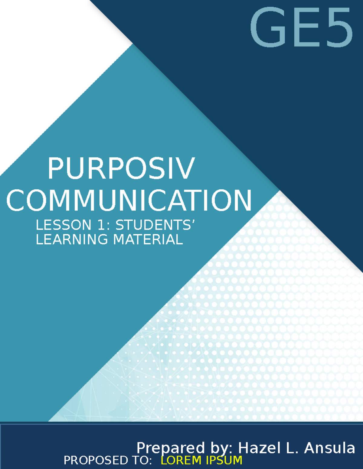 Lesson-1 GE-5 - Deliver a Prepared or Impromptu on an Issue Employing ...