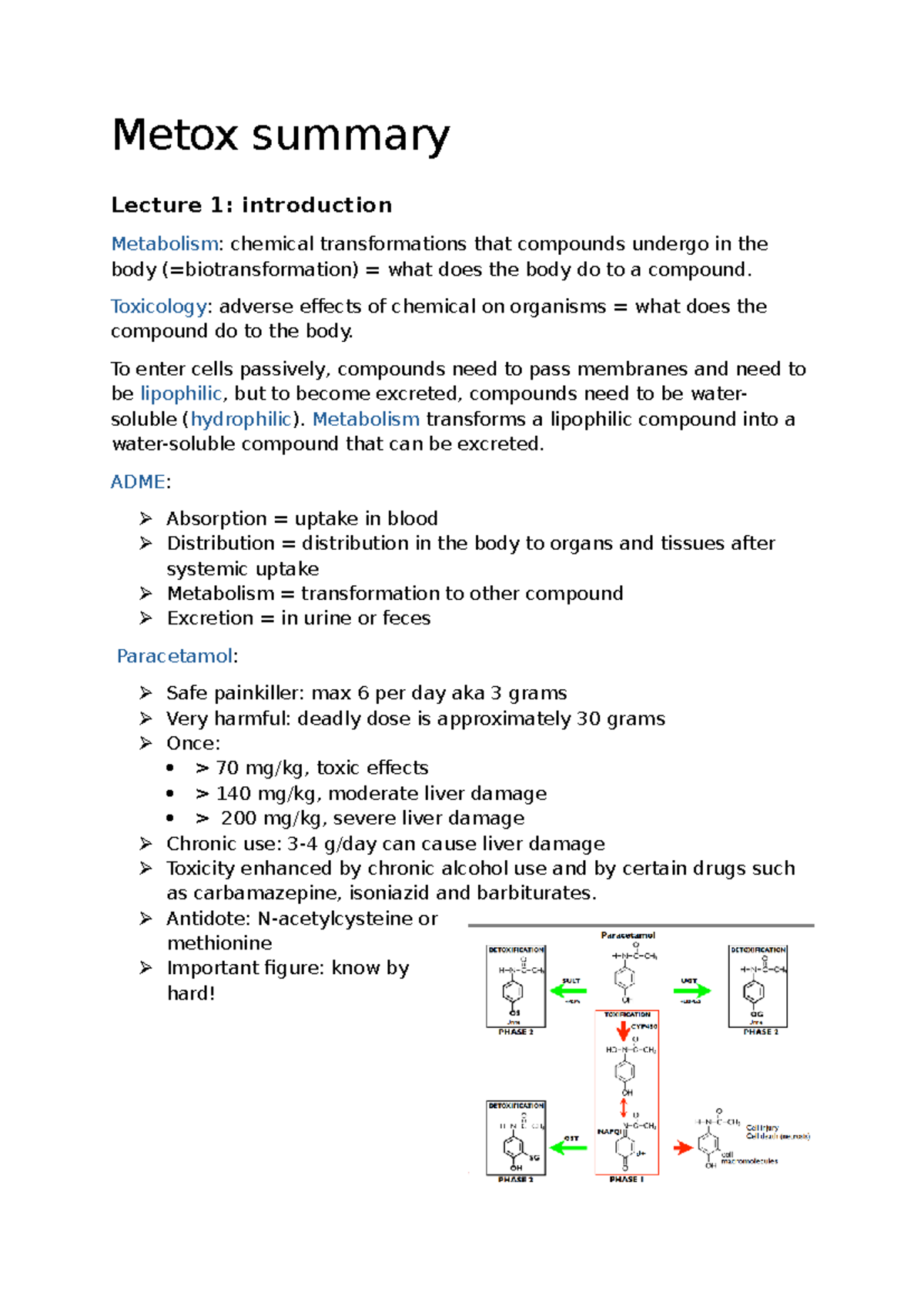 Metox Summary: Lecture Insights on Metabolism & Toxicology - Studeersnel