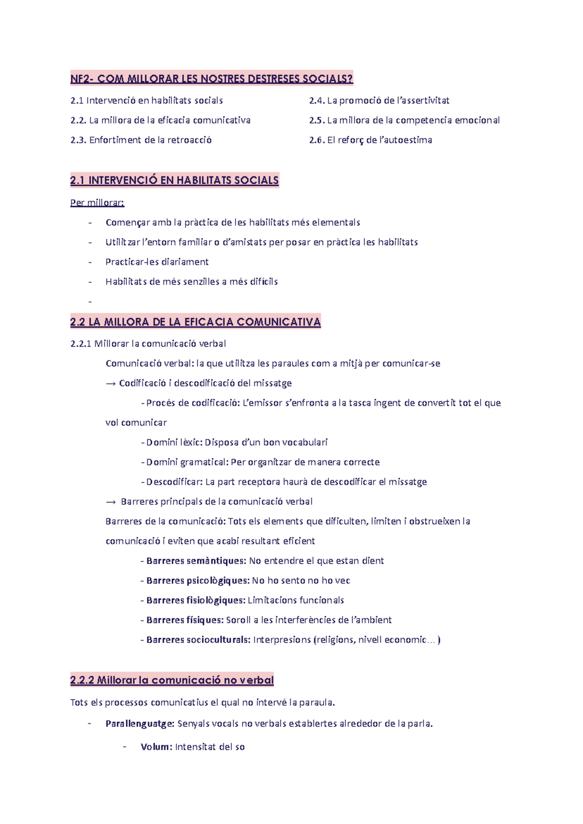 Resum UF1 NF2 COM Millorar LES Nostres Destreses Socials - NF2- COM ...