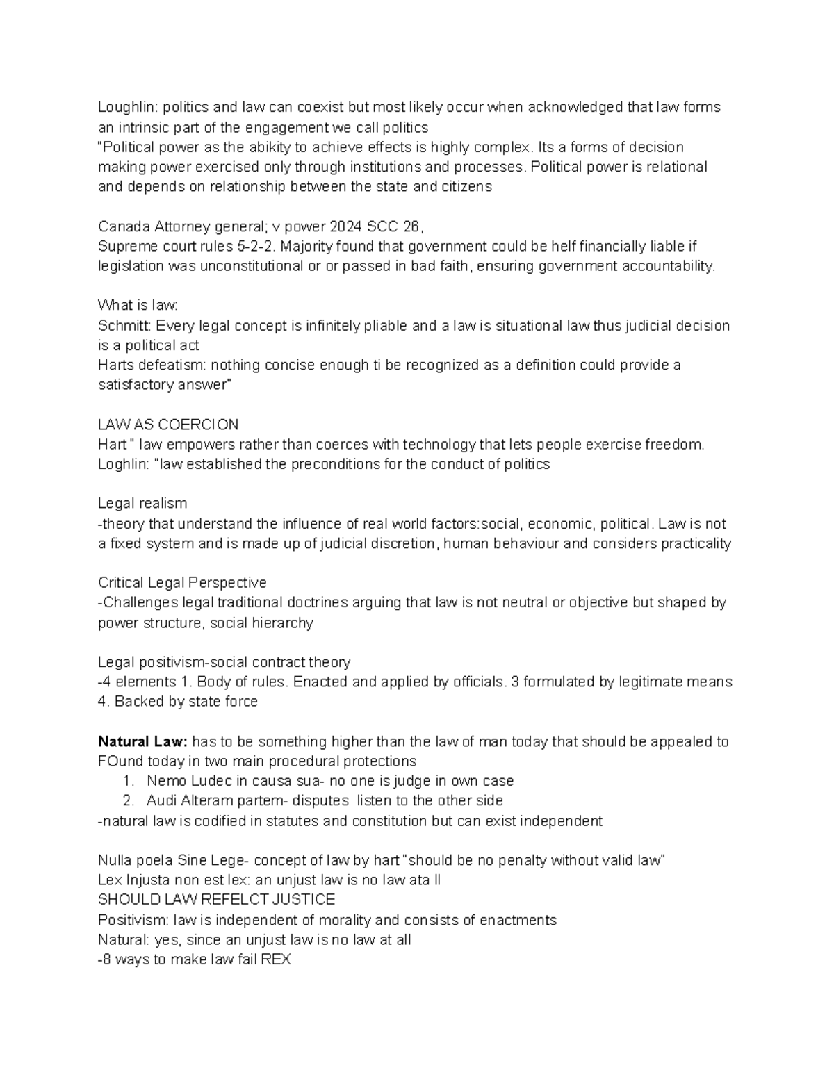 Course notes for final exam: politics, law, and their coexistence - Studocu