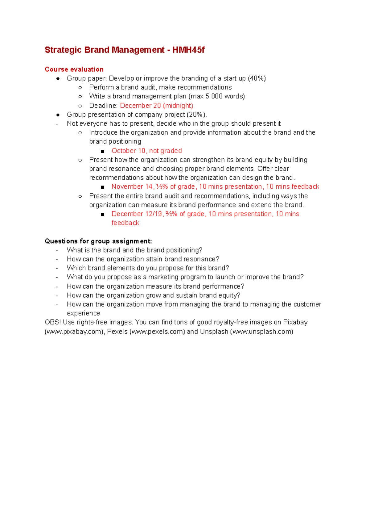 Strategic brand management lecture notes - Strategic Brand Management ...