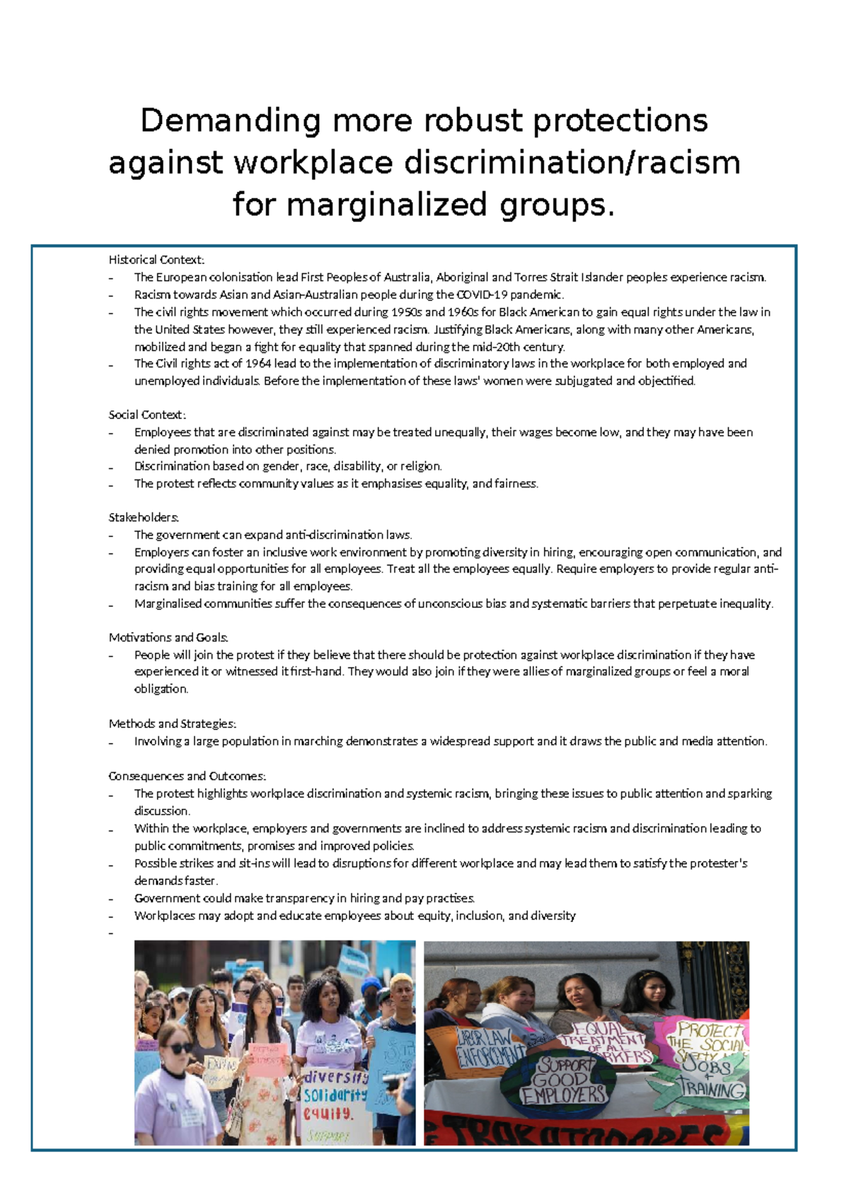 Workplace Discrimination: Protections for Marginalized Groups - Studocu