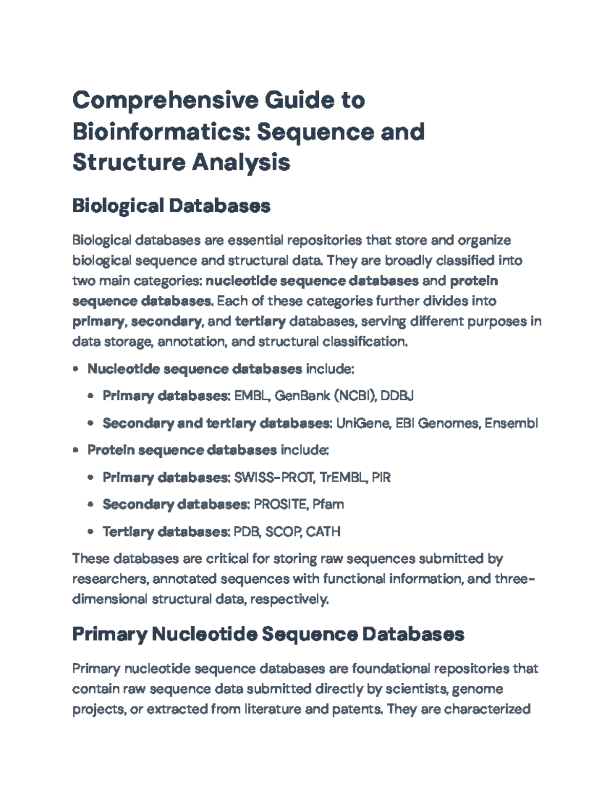 Comprehensive Guide to Bioinformatics (BIO101): Sequence & Structure ...