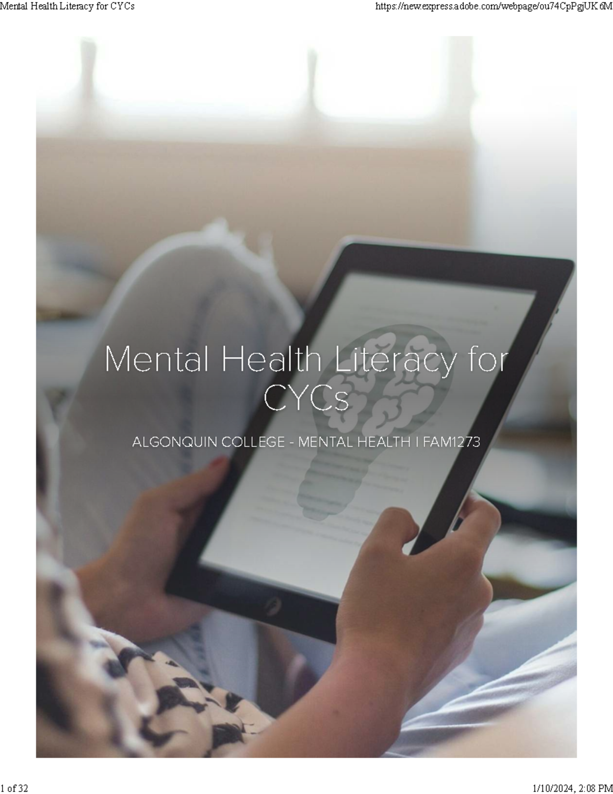 Mental Health Literacy for Child and Youth Care Practitioners (FAM1273 ...